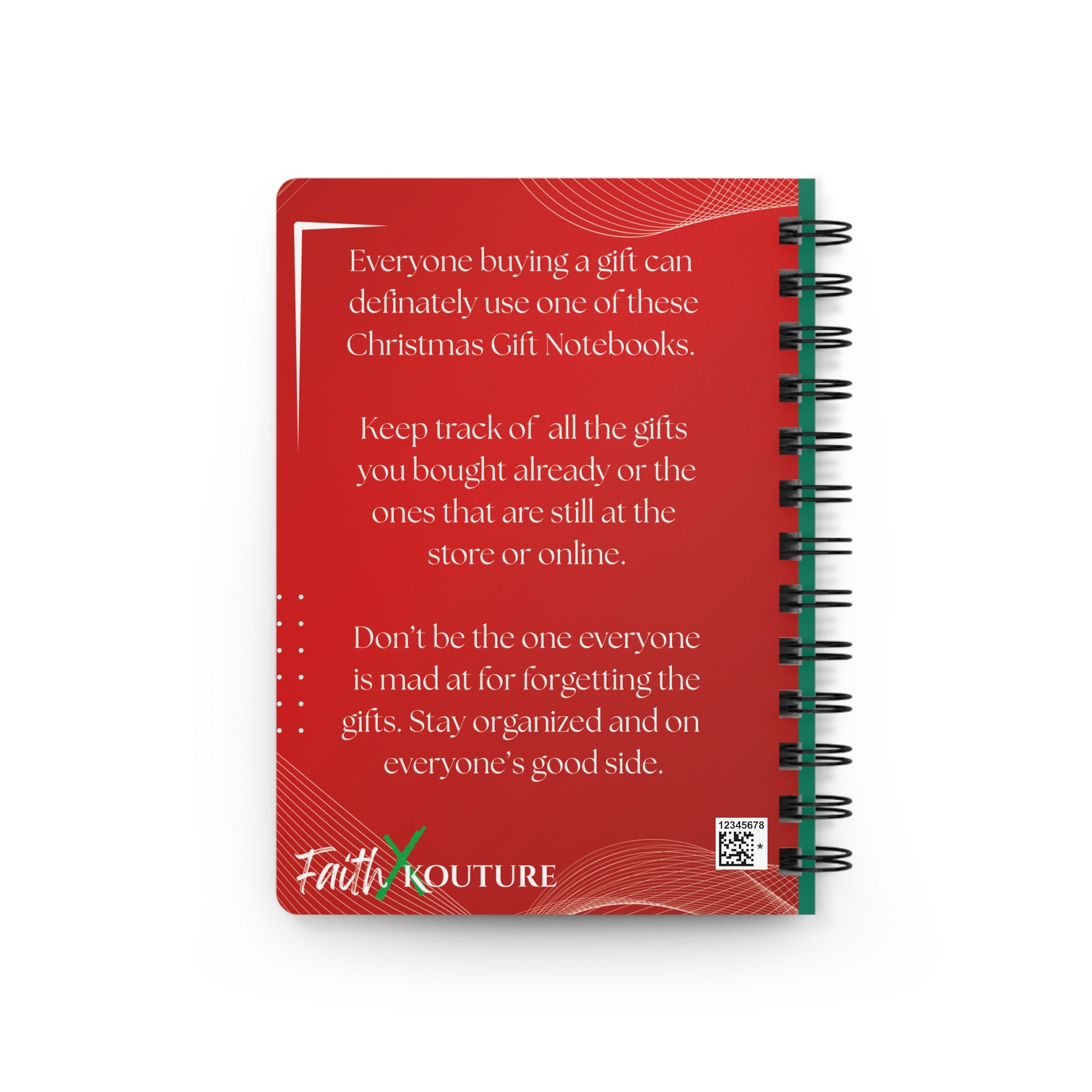Christmas Present List Notebook — Spiral-Bound Holiday Gift Planner with Cute Teddy Design
